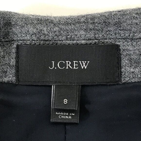 J. Crew Contrast Wool Blend Blazer Women's Size 8 Gray Navy Career Workwear - Picture 8 of 9